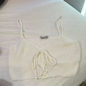 White Knitted Crop Top